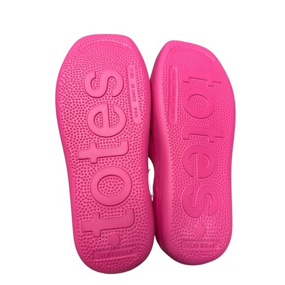 Totes Puffy Platform Slide Sandals Women 6 Magenta Pink Waterproof Pool Beach - Picture 4 of 7